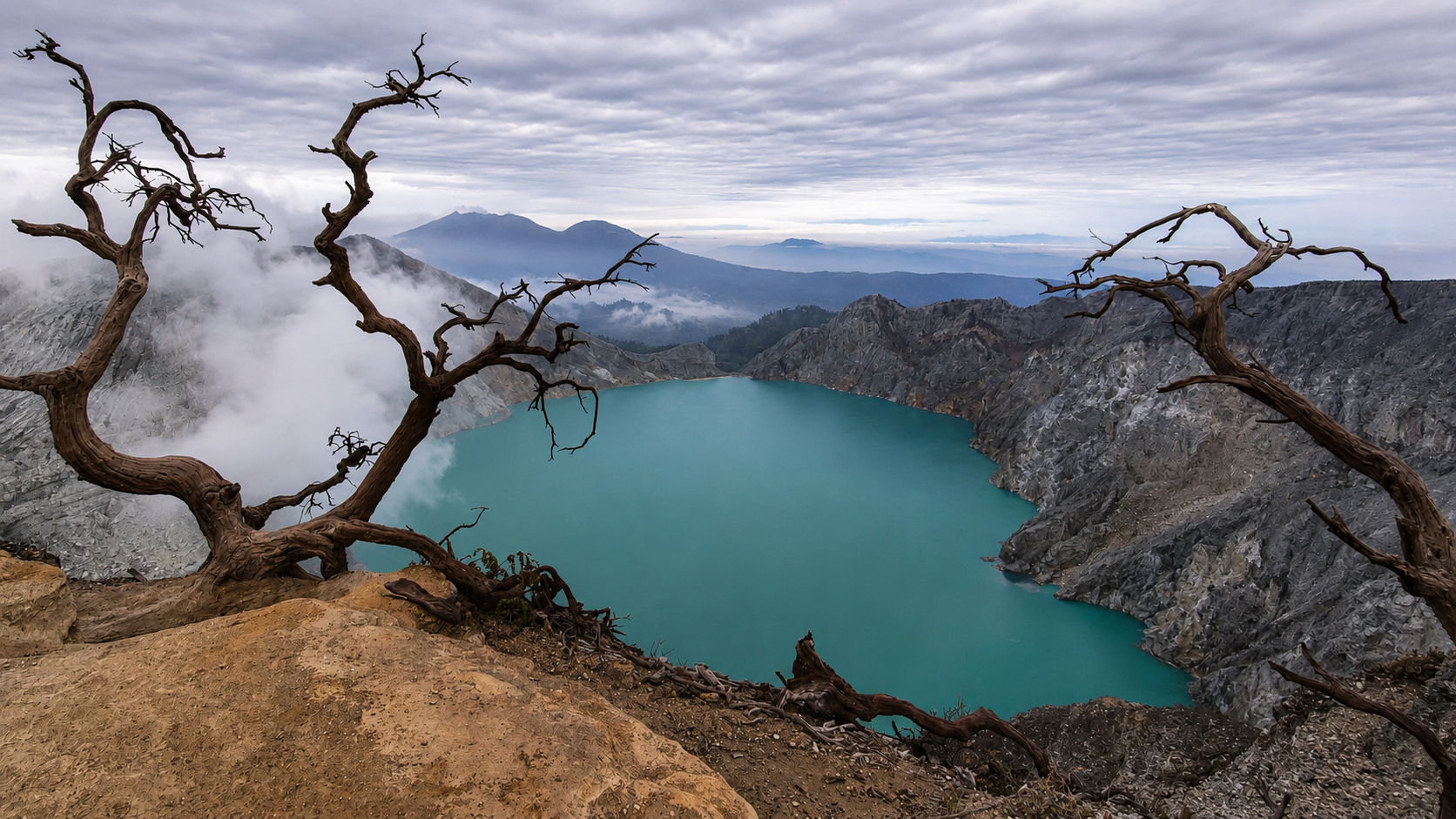 Mount Ijen Acidic Crater Lake | aerial frame at 212 metres above ground level
